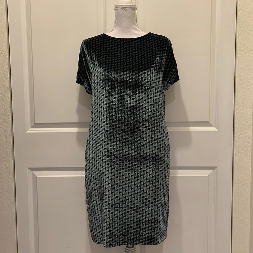 Peserico Velvet Short-Sleeve Dress in Diamont Print